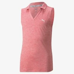 PUMA Golf Puma Girls Sleeveless Heather Polo -Golf Headwear Sales Store 579314 21 1 94797.1665507444