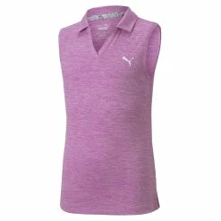 PUMA Golf Puma Girls Sleeveless Heather Polo -Golf Headwear Sales Store 579314 23 07250.1665507444